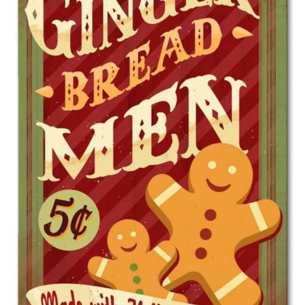 Gingerbread Men adorable metal sign  12x18"